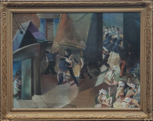 Framed Vintage Pastel Painting of a Circus by Kurt Rueping (1909-1995).
