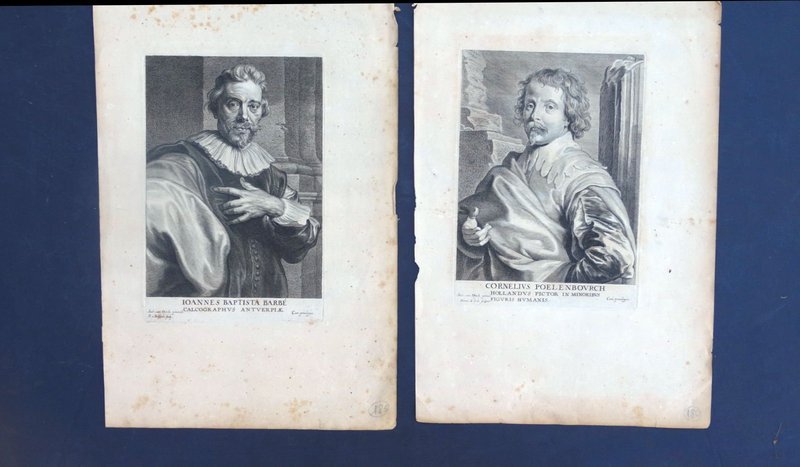 Small Antique Art Print Engravings After Anthony Van Dyke circa 1600s