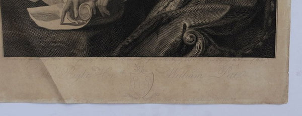 Antique Art Print Engraving of Drawing of William Pitt The Younger, British, 1789 (18th century).