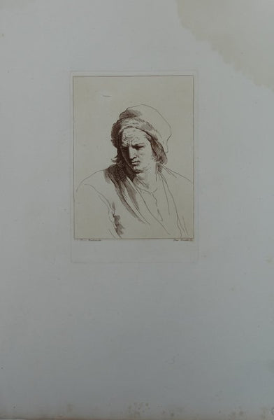Antique Art Print Etching Portrait by Guiseppe Zocchi circa 1700s (18th century).
