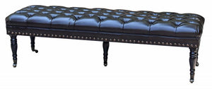Vintage Black Regency Style Upholstered Bench. Contemporary seating.