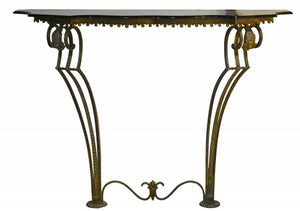 European Bronze Console Table with Glass top