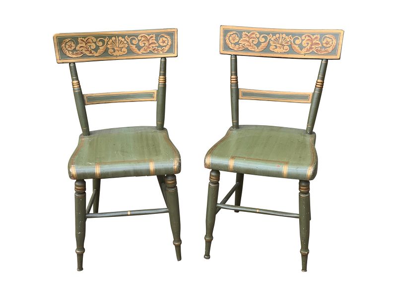 Pair of Antique Federal Painted Fancy Chairs made in Baltimore circa 1835 (19th Century).