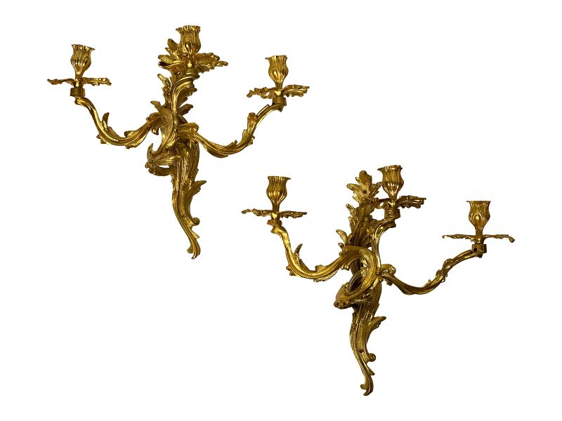 Pair of 17x18 Inch Louis XV Style Sconces made in the 1900s (20th Century).