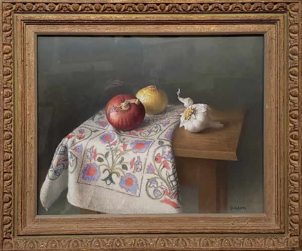 Framed Pastel Painting Still Life of Onions Signed by Werner Groshans