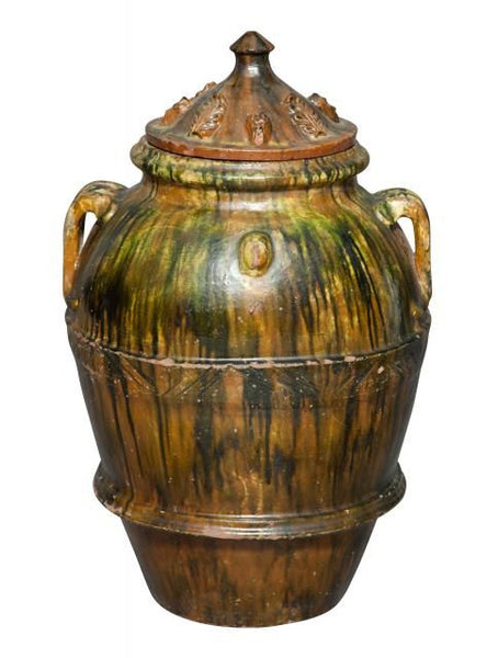 Vintage Large Covered Terracotta Garden Jar circa 1900s (20th Century).
