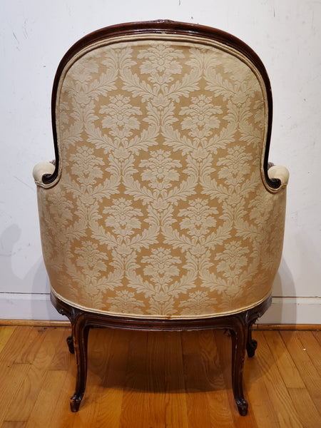 Antique Louis XV Style Walnut Upholstered Armchair circa 1800s (19th century).