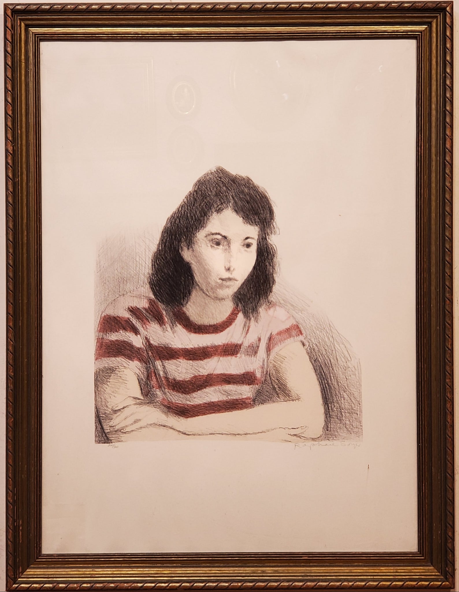 Framed Lithograph of a Woman by Raphael Soyer (1899-1987)