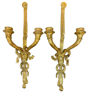 Pair of Louis XVI Style Ormolu Sconce Candle holders