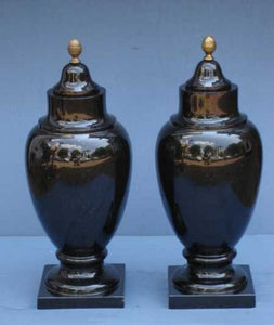 Pair of Modern Porphyry Covered Urns for sale by Susquehanna Antique Company.
