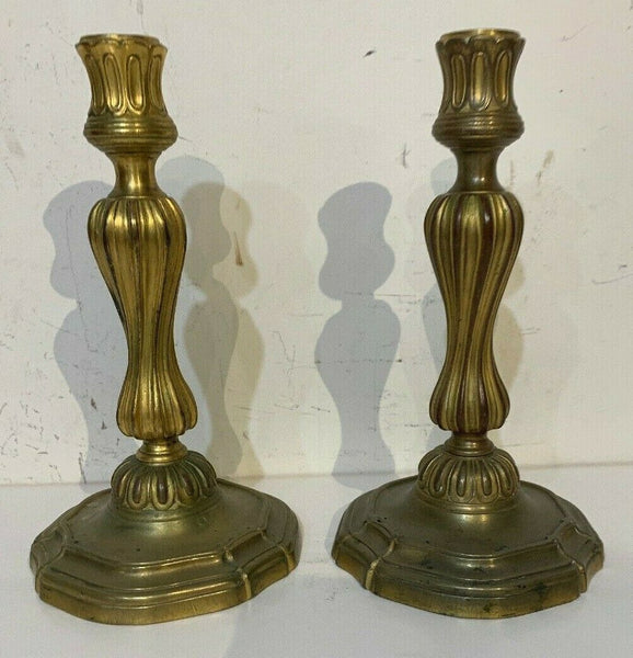 Pair of 10 Inch Antique French Louis XV Candlesticks circa 1800s (early 19th Century).