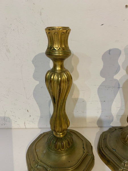 Pair of 10 Inch Antique French Louis XV Candlesticks circa 1800s (early 19th Century).