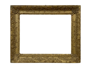 14x18 Inch Antique American Victorian Gold Scoop Picture Frame for canvas art circa 1850 (19th Century).