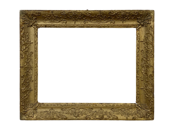 14x18 Inch Antique American Victorian Gold Scoop Picture Frame for canvas art circa 1850 (19th Century).