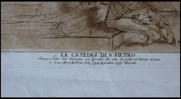 Antique Art Print Etching of the Saint Peters Basilica by Vincenzio Vangelisti circa 1700s (18th century).