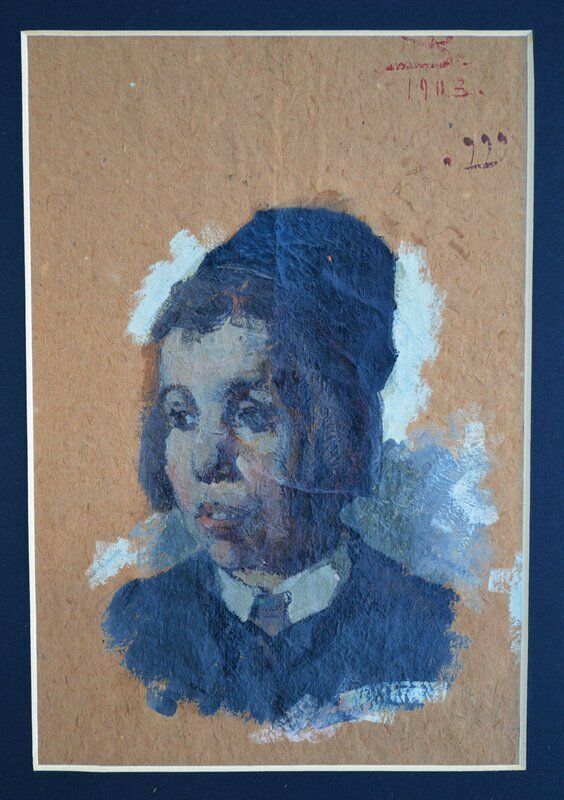 Vintage Oil Painting of a Young Man in Baltimore dated 1903 by Saul Bernstein (d. 1905).
