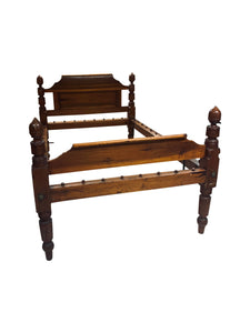 Antique American Country Empire Poplar Half Post Bed Frame circa 1845 (19th century) for sale.