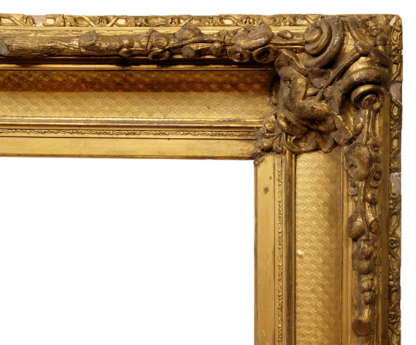 25x29 Inch Antique American Victorian Gold Scoop Picture Frame for canvas art circa 1850 (19th Century).