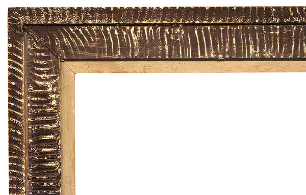 12x20 Inch Vintage Brown Combed Picture Frame for canvas art circa 1950 (20th Century).