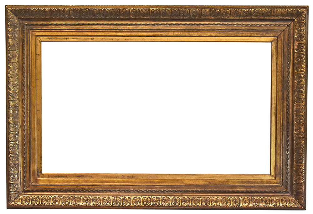 19x32 Inch Antique Silver Leaf Picture Frame for canvas art, circa 1920 (20th Century).