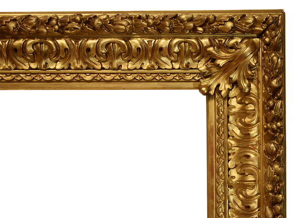 34x52 Inch Antique Italian Gold Baroque Picture Frame for canvas art circa 1850  (19th Century painting frame for sale).