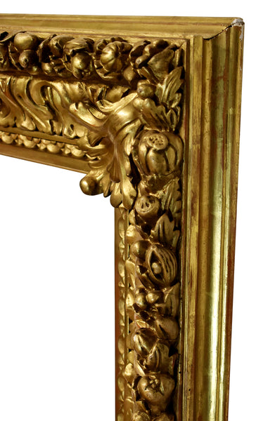 34x52 Inch Antique Italian Gold Baroque Picture Frame for canvas art circa 1850  (19th Century painting frame for sale).