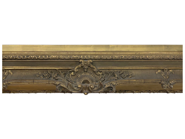 American Louis XV style 22 x 32 gilded gold leaf picture frame for canvas art, circa 1880.