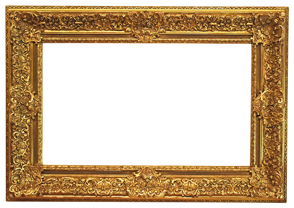 23x39 inch Vintage American Gold Regence Style Picture Frame For Canvas Art circa 1900s (20th Century).