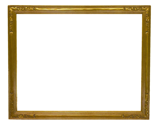 28x36 Inch Antique Gold Arts and Crafts Picture Frame for canvas art circa 1920 (20th Century American painting frame for sale).