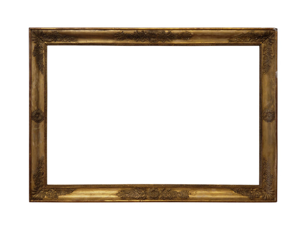 French 30x45 inch Antique Gold Empire Picture Frame For Canvas Art circa 1800s (19th Century).