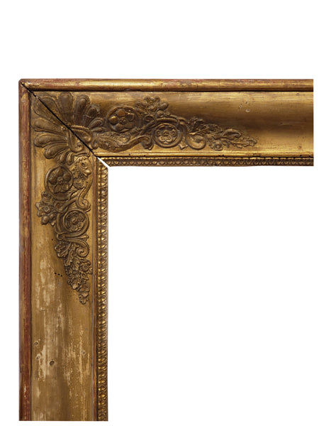 French 30x45 inch Antique Gold Empire Picture Frame For Canvas Art circa 1800s (19th Century).