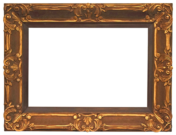 20x30 American 1910 Beaux Arts Toned Metal Leaf Picture Frame  SKU# 1693  Rabbet Dimensions: 20" x 30"  Frame profile: 7"  Depth: 2"  Large profile. Bold two-toned.