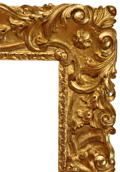 Italian 25x30 inch Antique Carved Gold Picture Frame for canvas art, circa 1700s (18th century).