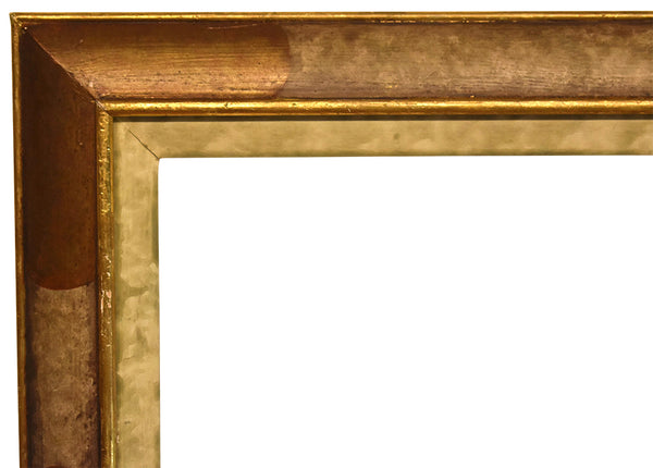 10x17 Inch Vintage Italian Brown and Gold Picture Frame for canvas art circa 1900s (20th Century).