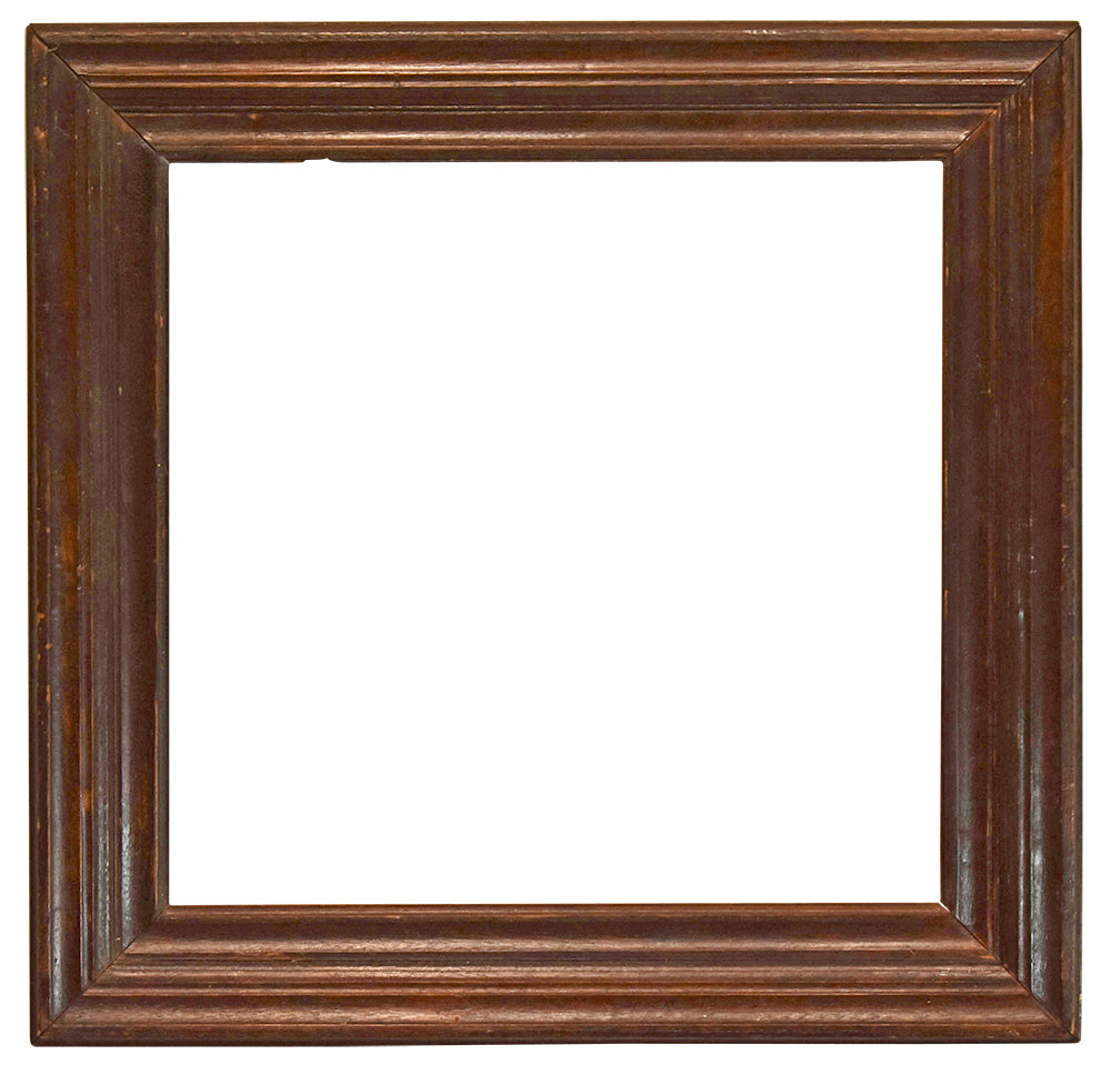 22x22 Inch Antique American Brown Walnut Folk Art Picture Frame for canvas art circa 1900 (turn of the 20th Century).