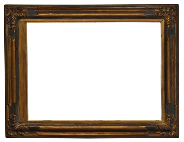 Italian 24x32 Inch Antique Carved Black and Gold Picture Frame for canvas art circa 1800s (19th Century).