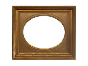 15x18 Inch Antique American Gold Oval Picture Frame for canvas art circa 1850 (19th Century).