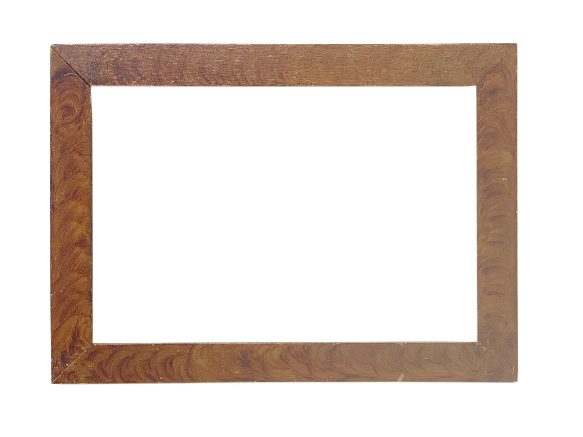 American 9x14 inch Antique Brown Folk Art Picture Frame for canvas art circa 1800s (19th century).