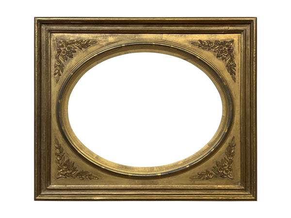 12x16 inch Vintage Gold Oval Picture Frame for canvas art circa 1900s (20th Century American painting frame for sale).