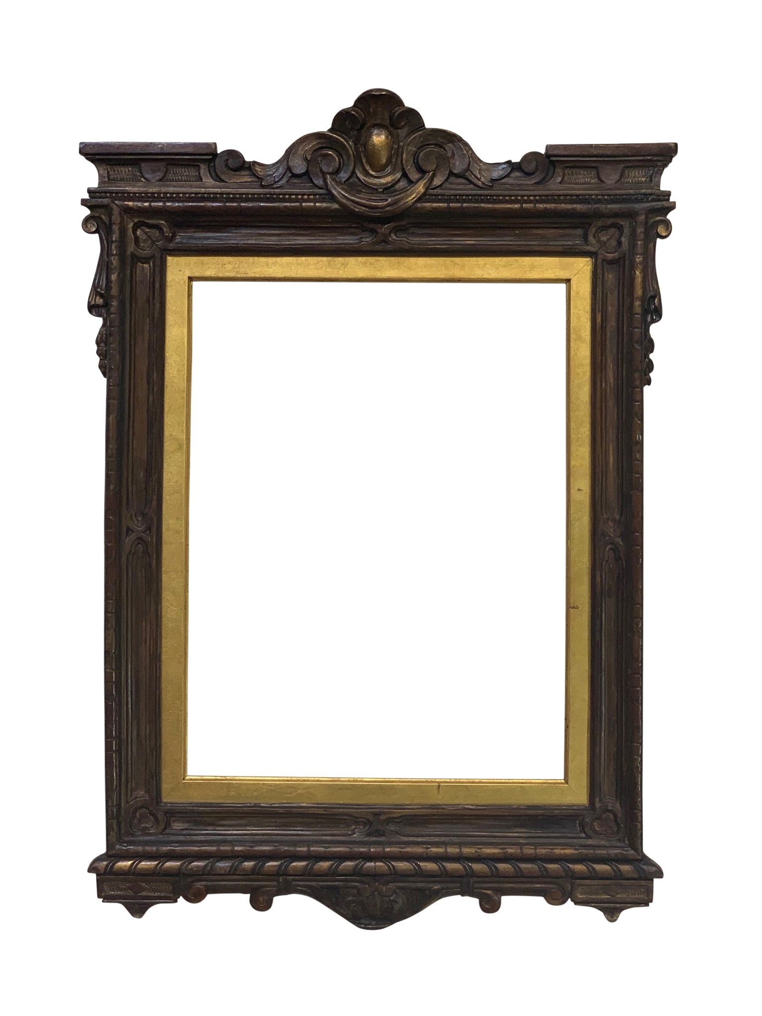 10x14 inch Antique Brown and Gold Walnut Picture Frame For Canvas Art circa 1875 (19th Century American).