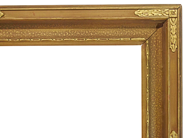 18x26 Inch Antique American Gold Arts And Crafts Picture Frame for canvas art circa 1910 (early 20th Century).
