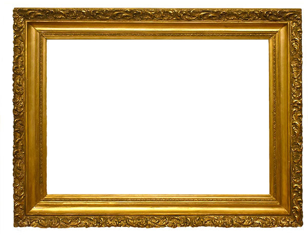 32x44 inch Antique Gold Scoop Picture Frame for canvas art, circa 1870 (19th century American picture frame for sale).