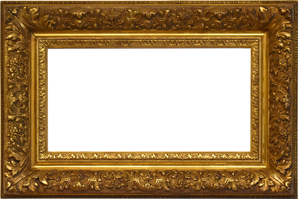 12x23 Inch Antique Gold Barbizon Picture Frame for canvas art circa 1890 (19th Century American painting frame for sale).