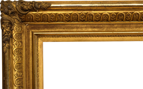 15x30 Inch Antique Silver Leaf Picture Frame for canvas art circa 1860 (19th century American painting frame for sale).