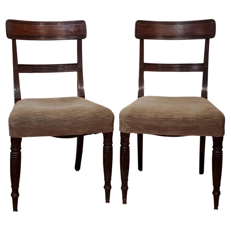Pair of Antique George III Mahogany Side Chairs circa 1800s (19th Century antique English Furniture for sale).
