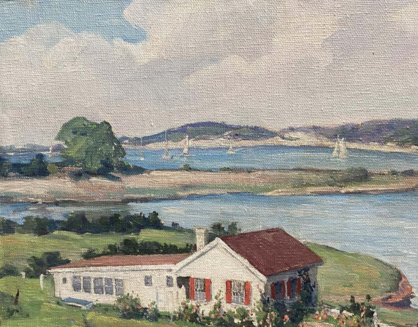 Vintage Landscape Oil Painting of Rockport Massachusetts by Jacob Greenleaf (1887-1968).