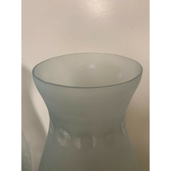 Pair of Frosted Glass 24 Inch Tall Hurricane Shades.
